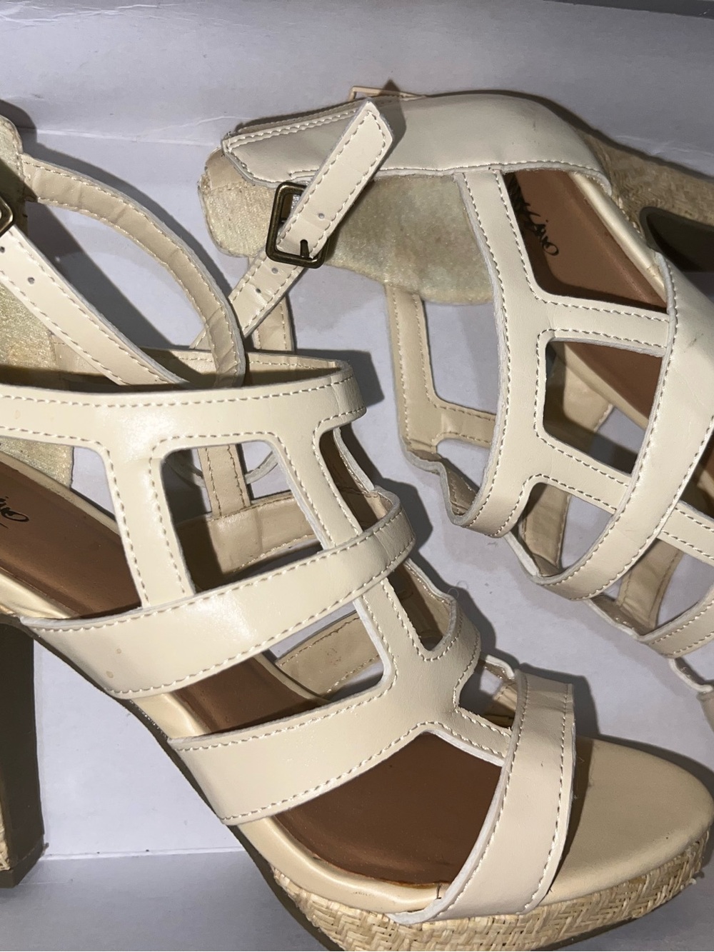 Mossimo Supply Co. Perl White Strappy High Heel Sandals